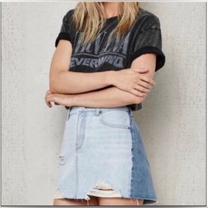 PacSun Jean Skirt Two Tone Distressed Raw Hem